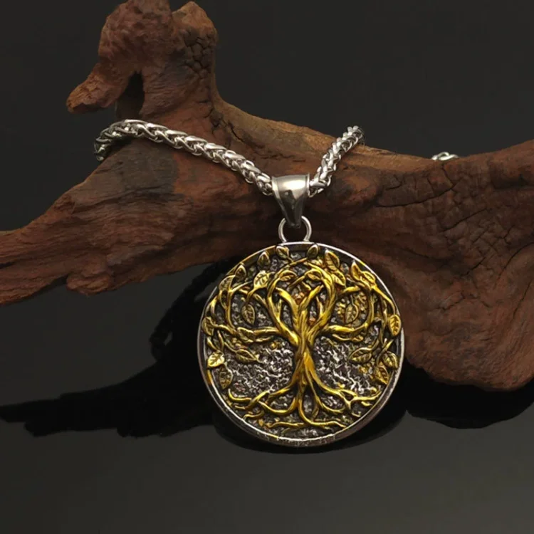 Vintage Viking Rune Tree Of Life Pendant Necklace