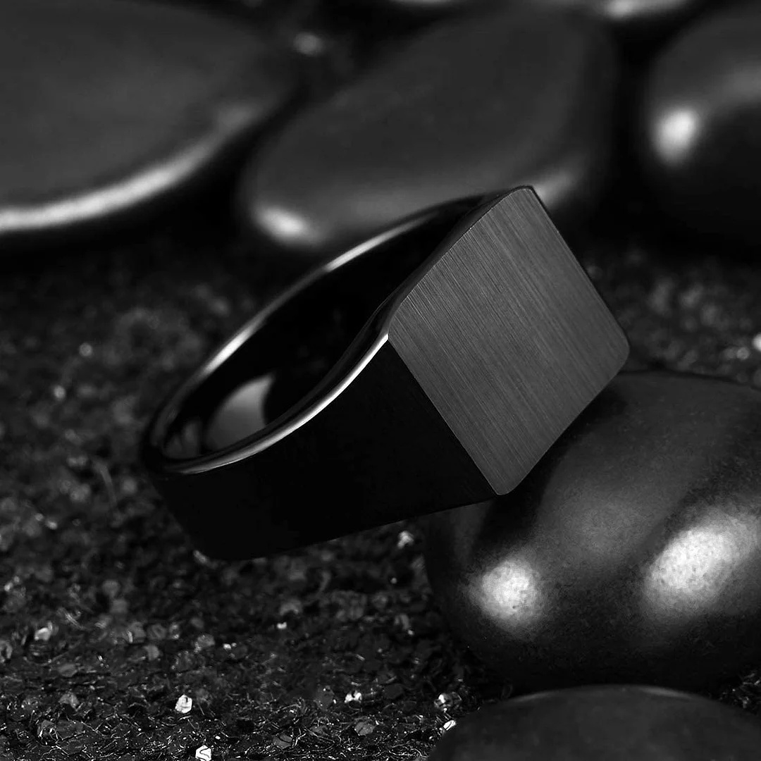 6MM 8MM Women Mens Black Tungsten Carbide Square Shape Matte Finish Surface Tungsten Carbon Fiber Wedding Bands