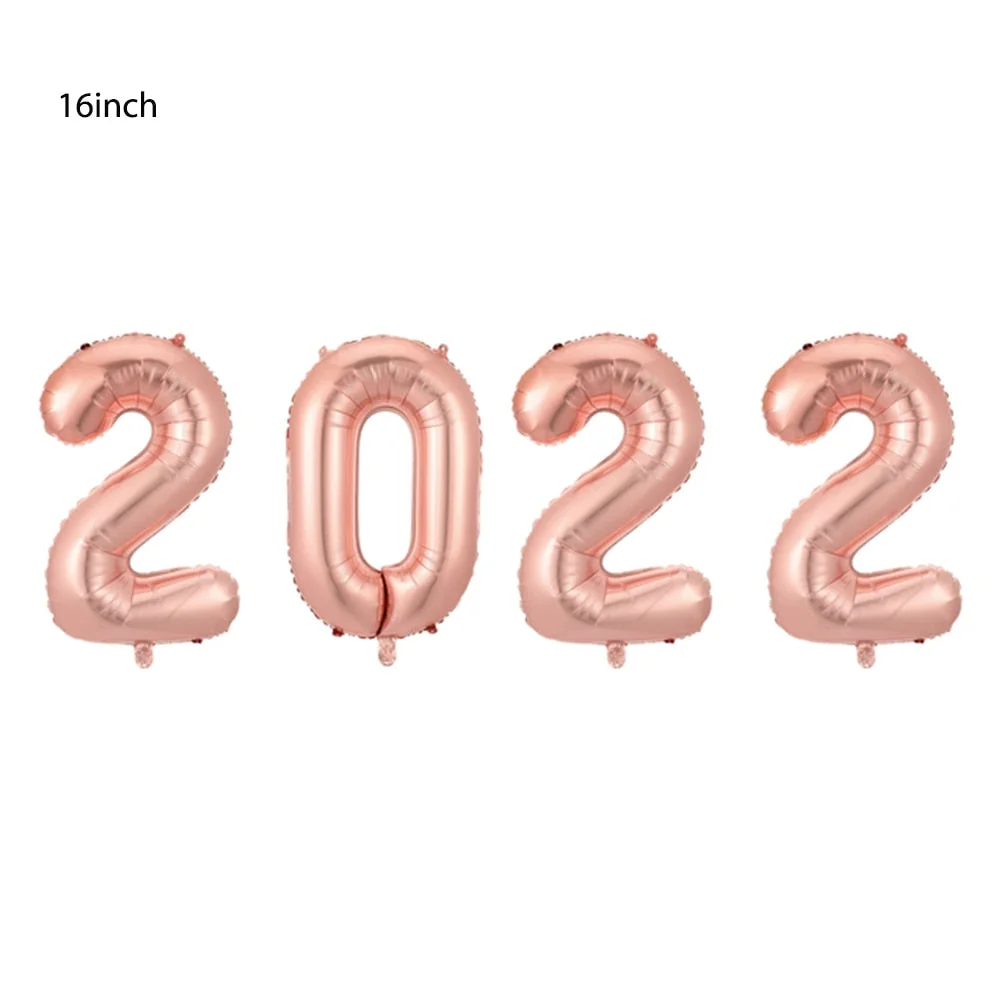 2022 Balloons Gold Silver Number Foil Baloons Happy New Year Aluminum Balloon Merry Christmas 2021 New Year Eve Party Decor Noel