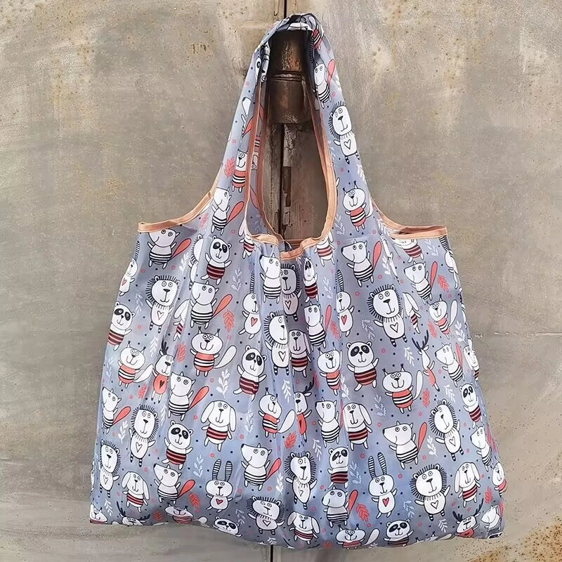 Spot Japanese Printed Environmental Bag Large 210T Supermarket Folding Shopping Bag Thickened Tote Bag Shopping Bag