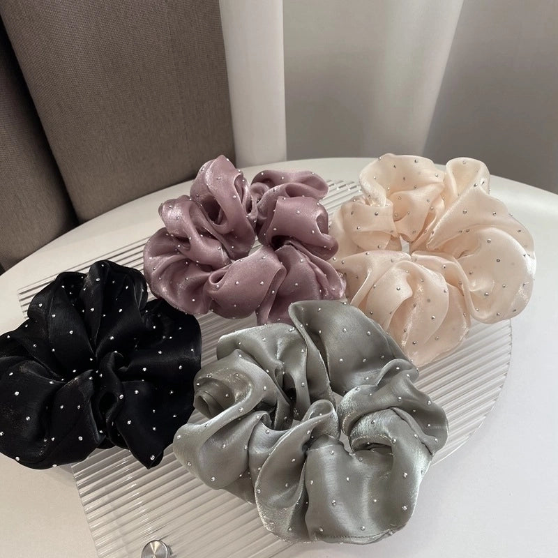Fashion Solid Color Satin Handmade Rhinestones Hair Tie 1 Piece