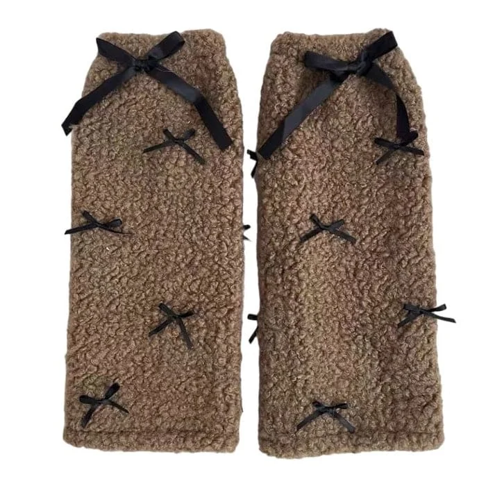Bows Plush Leg Warmers
