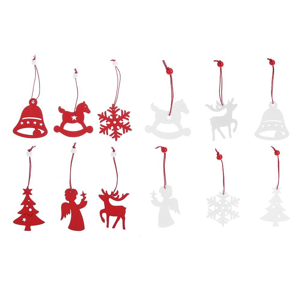 

6pcs Elk Tree Wooden Christmas Hanging Decorations Xmas Home Party Ornament, White, 501 Original