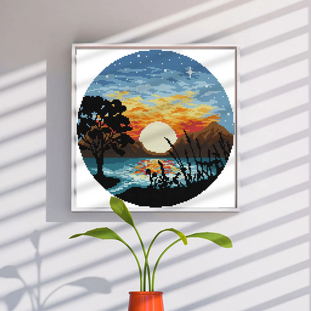 14CT Partial Printed Cross Stitch - Sunset(31*31cm)