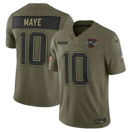 Youth New England Patriots #10 Drake Maye  Olive 2025 Salute to Service Limited Jersey