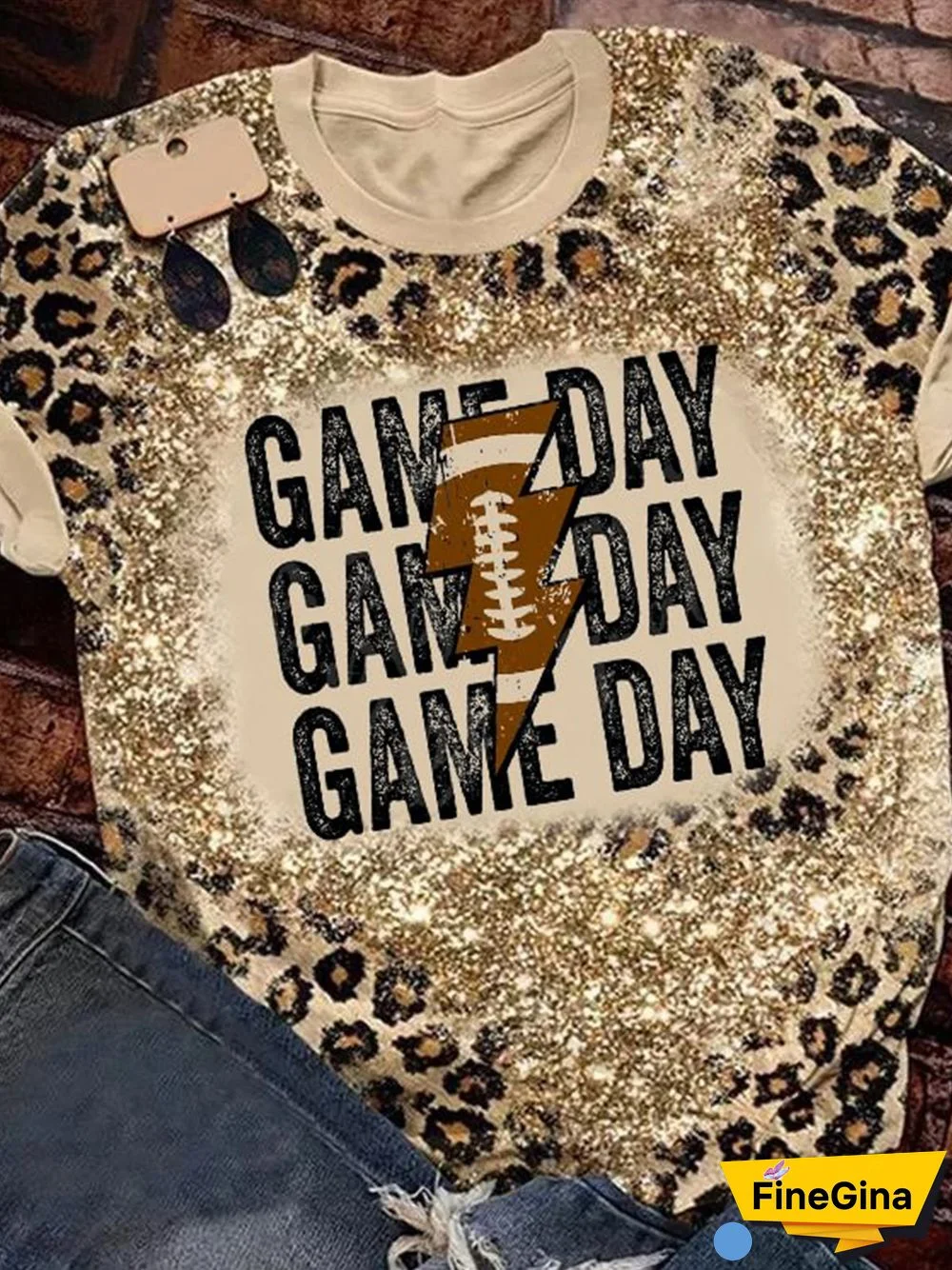 Game Day Football Bleached T-shirt