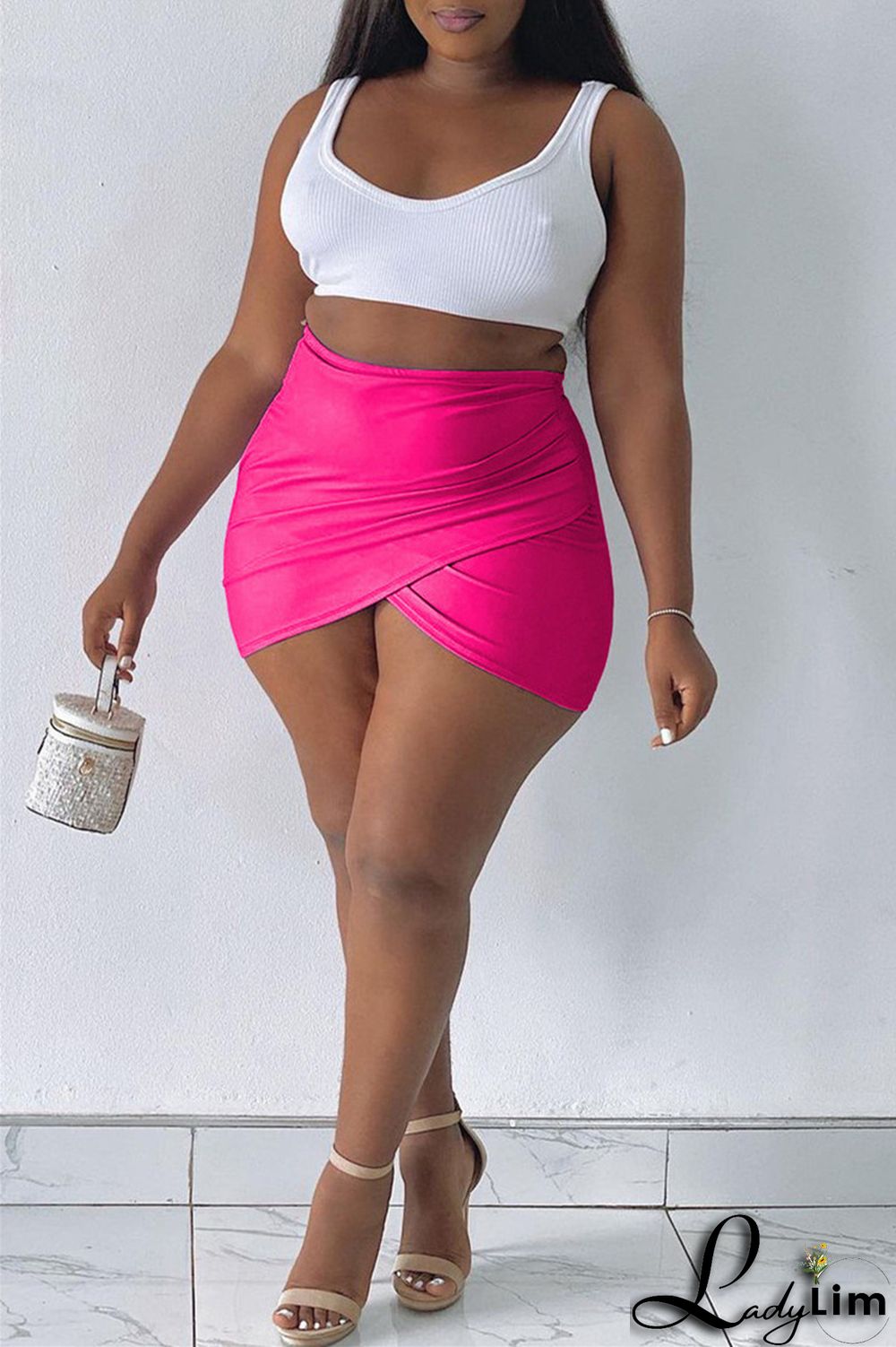 Blue Fashion Casual Solid Patchwork Regular High Waist Skirt