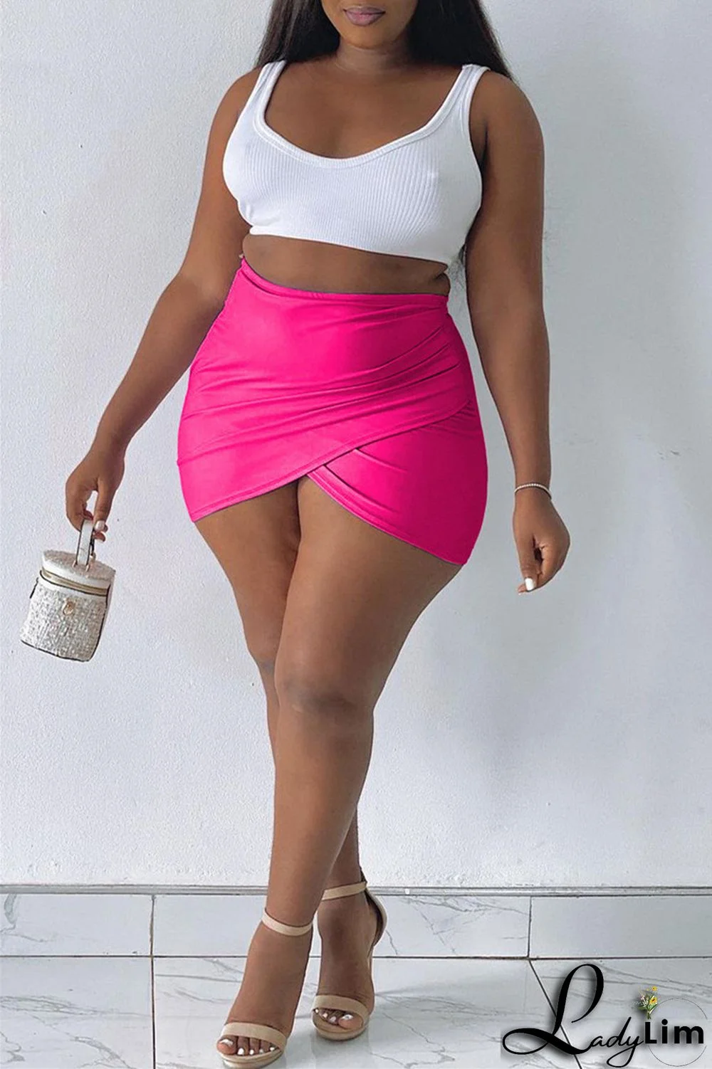 Blue Fashion Casual Solid Patchwork Regular High Waist Skirt