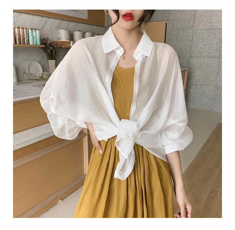 Brownm Brownm And Long Sun Protection Shirt Women 2024 Summer Long Sleeves Large-Size Breathable Thin Cardigan Coat Women Fashion Tops Up