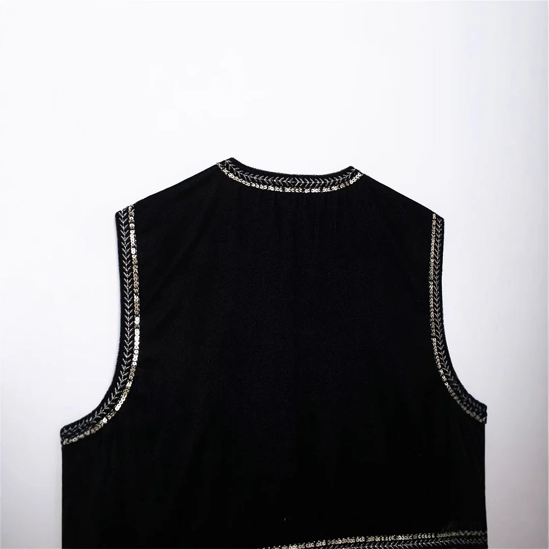 Nigikala Nigikala Women's Casual Street Sleeveless Velvet Embroidered Vests In Autumn 2025