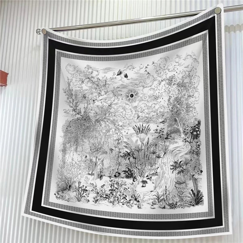 90cm * 90cm Hangzhou High Quality Twill Forged Large Square Scarf Fashion Printed Scarf Sunscreen Shawl Scarf