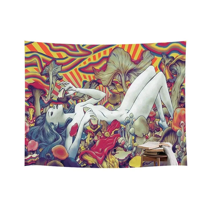 Mushroom Psychedelic Tapestry Poster Wall Hanging Room Decoration Bedroom Hippie Decor Nordic Art Wall Hanging Cloth