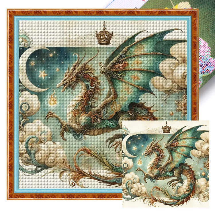 Vintage Rose Pterosaur (40*40cm) 14CT Stamped Cross Stitch gbfke