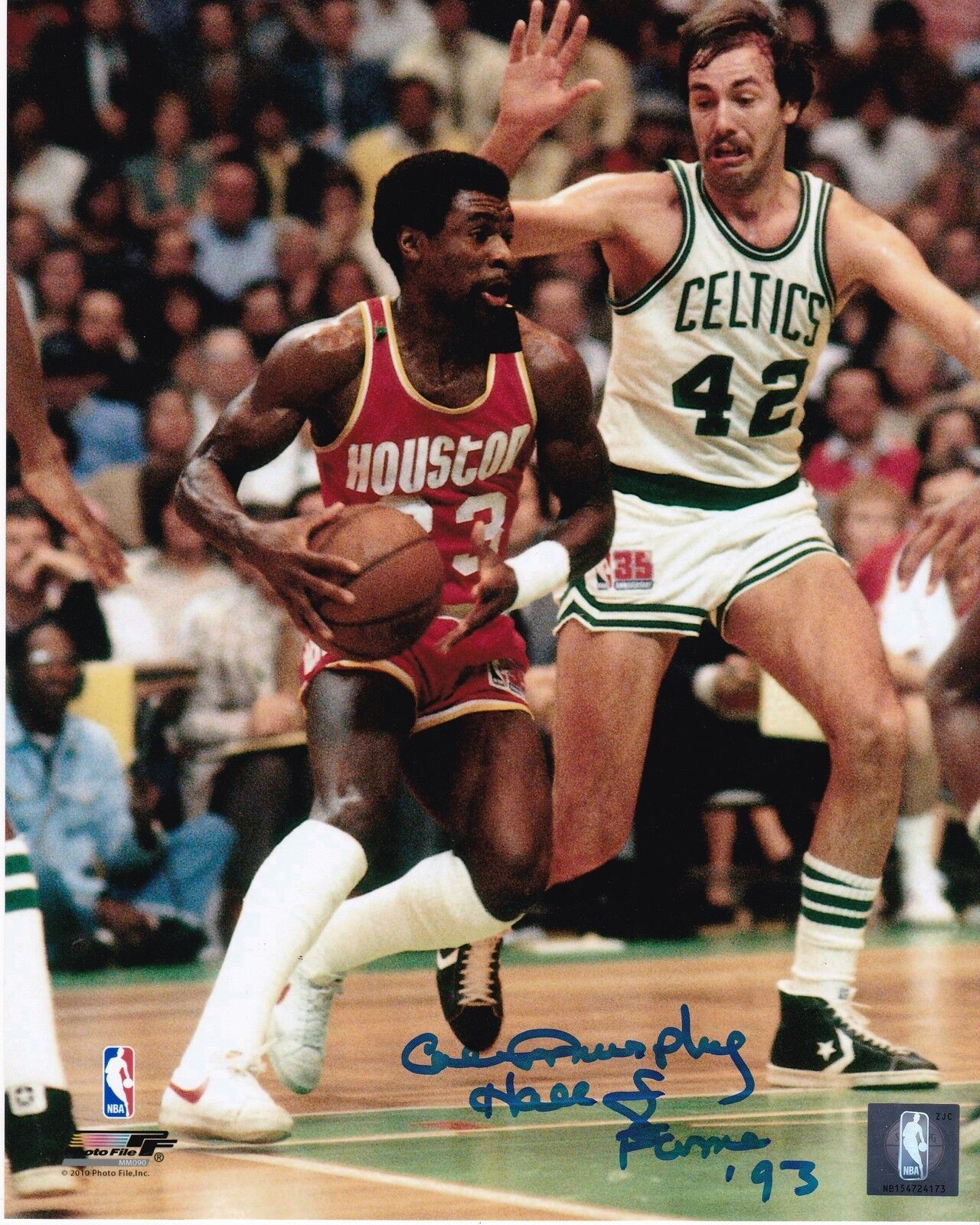 CALVIN MURPHY HOUSTON ROCKETS HOF 1993 ACTION SIGNED 8x10