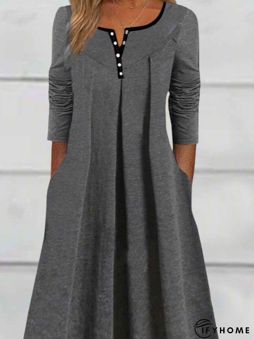 Plus Size Plain Casual Jersey Dress | IFYHOME