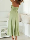 Solid Strapless Backless Waist Long Dress