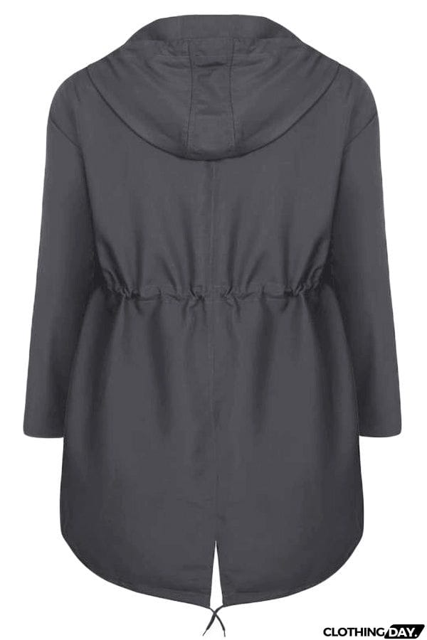 Plus Size Pocket Parka Jacket