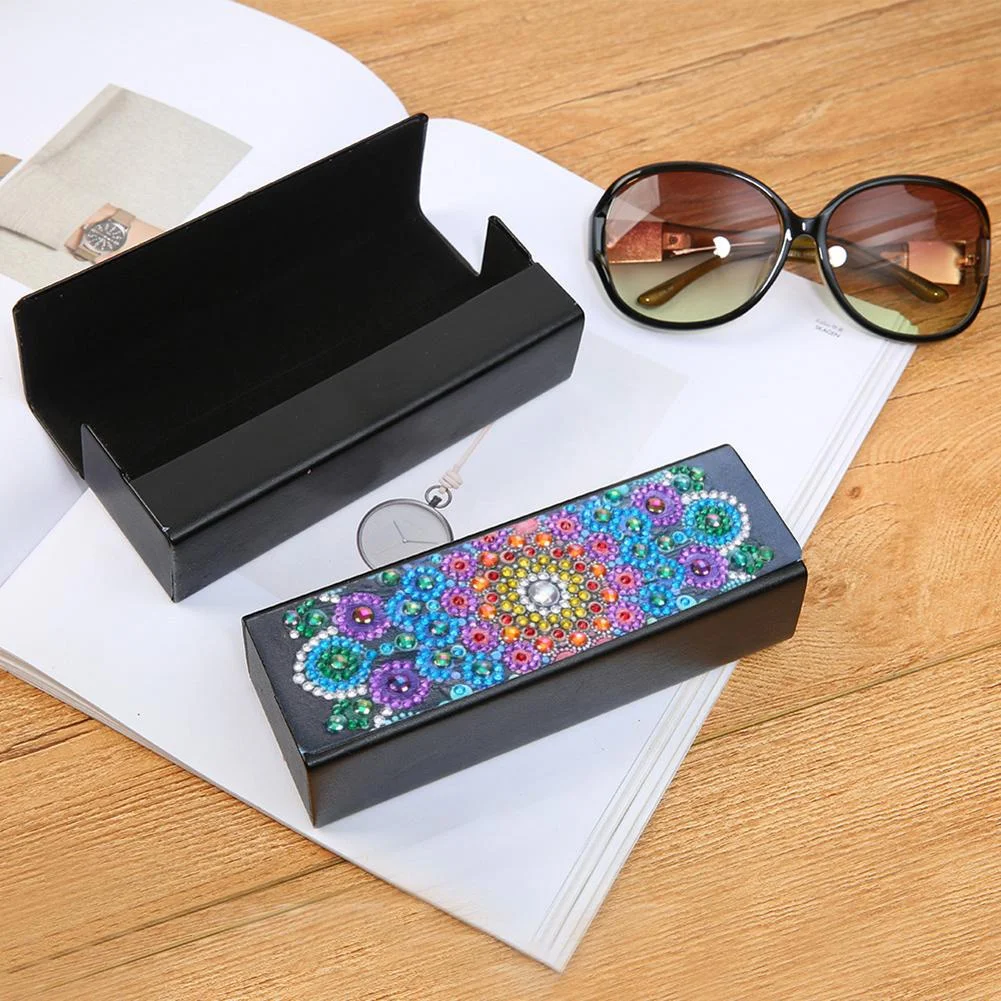 DIY Diamond Painting Leather Eye Glasses Box Travel Sunglasses Storage Case