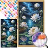 >SALE<5D DIY Full Round Drill Partial AB Diamond Painting Lotus Pond Decor 45x75cm