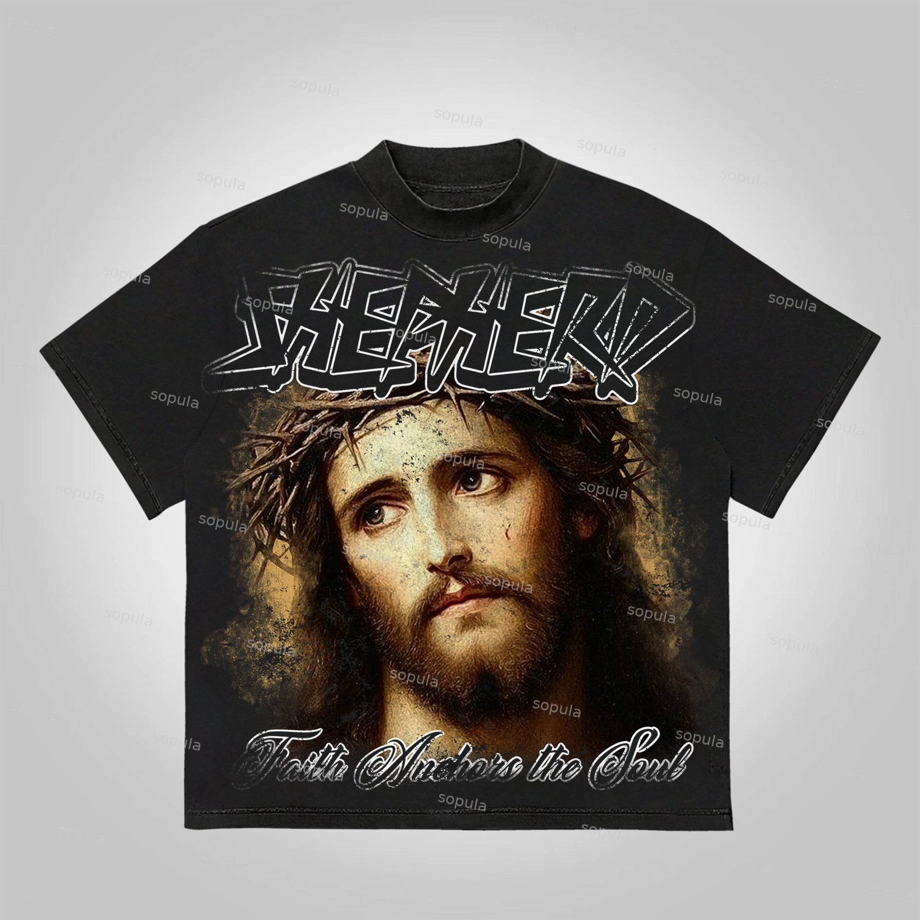 Sopula Jesus Vintage Graphics Cotton T-Shirt