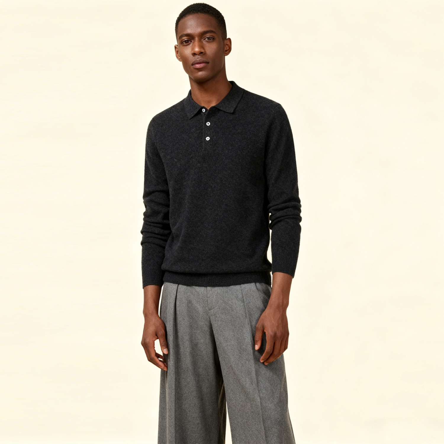 Men's Collar Cashmere Sweater REAL SILK LIFE