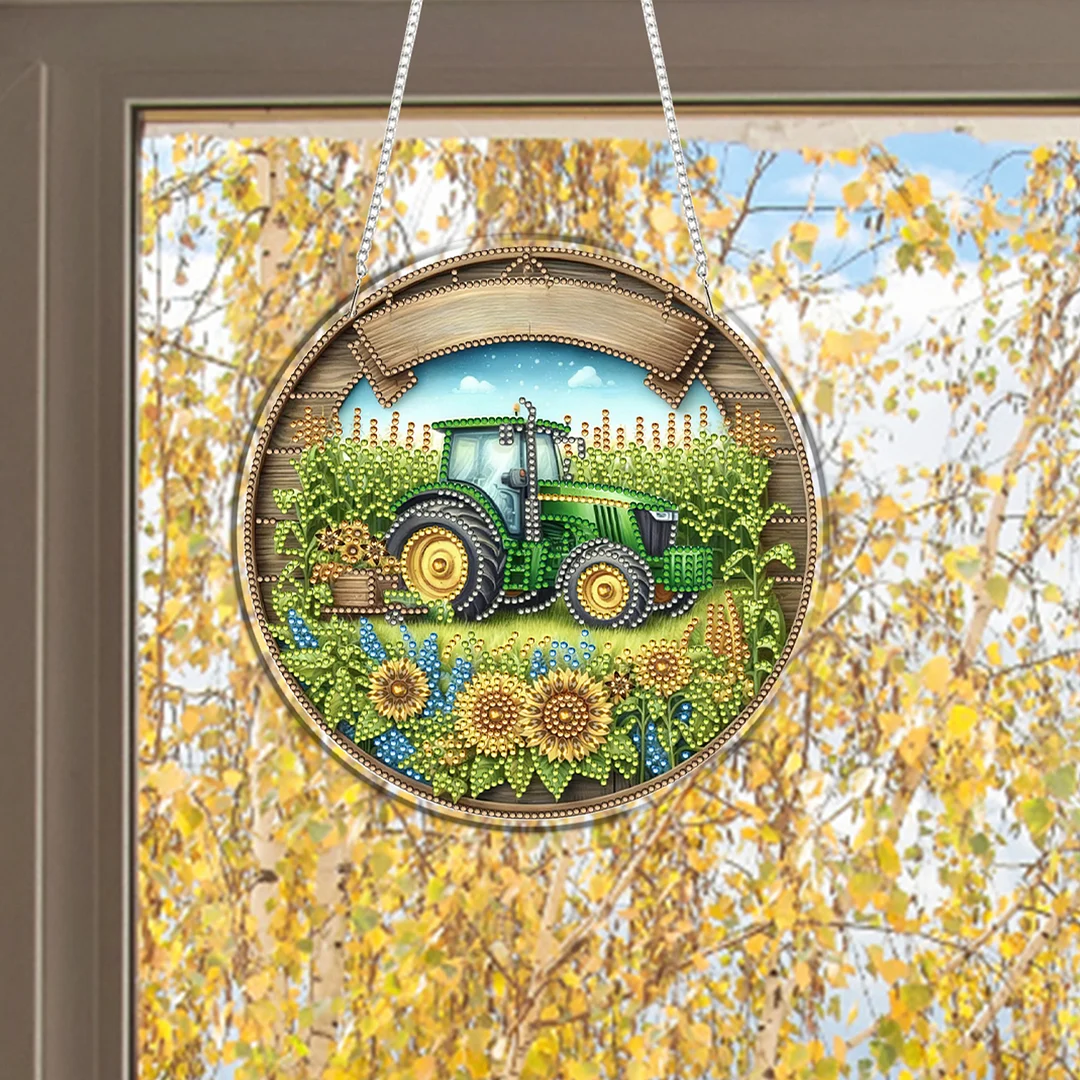 Manor Car 2D Flat DIY Acrylic Diamond Art Pendant Craft Kit for Home Wall Decor