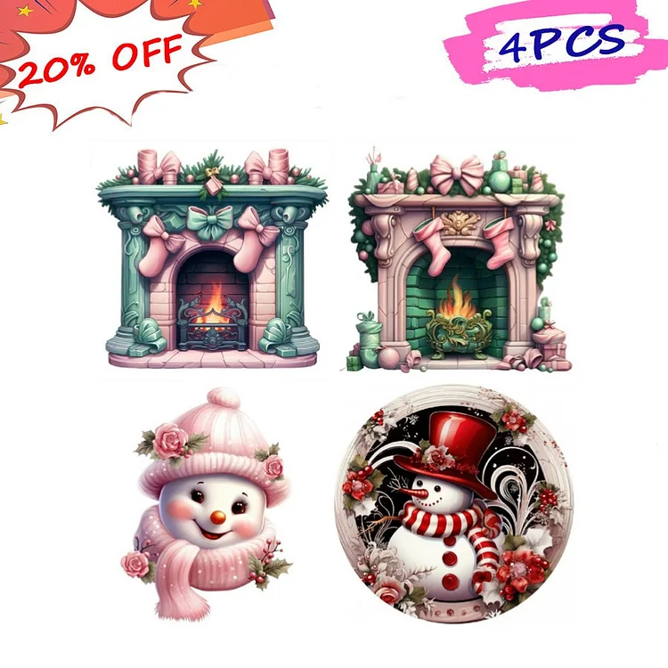 Christmas Snowman And Fireplace 30*30CM (Canvas) Full Round Drill Diamond Painting gbfke