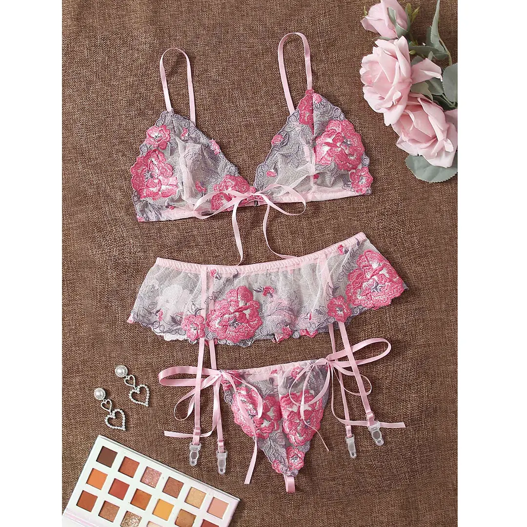Churchf Hot Sex Lingerie Sexy Women's Pajamas Split Three-Piece Esque Set