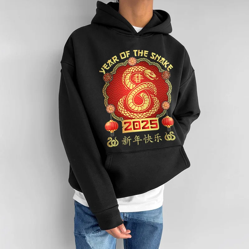 Year Of The Snake 2025 Printed Men's Hoodie