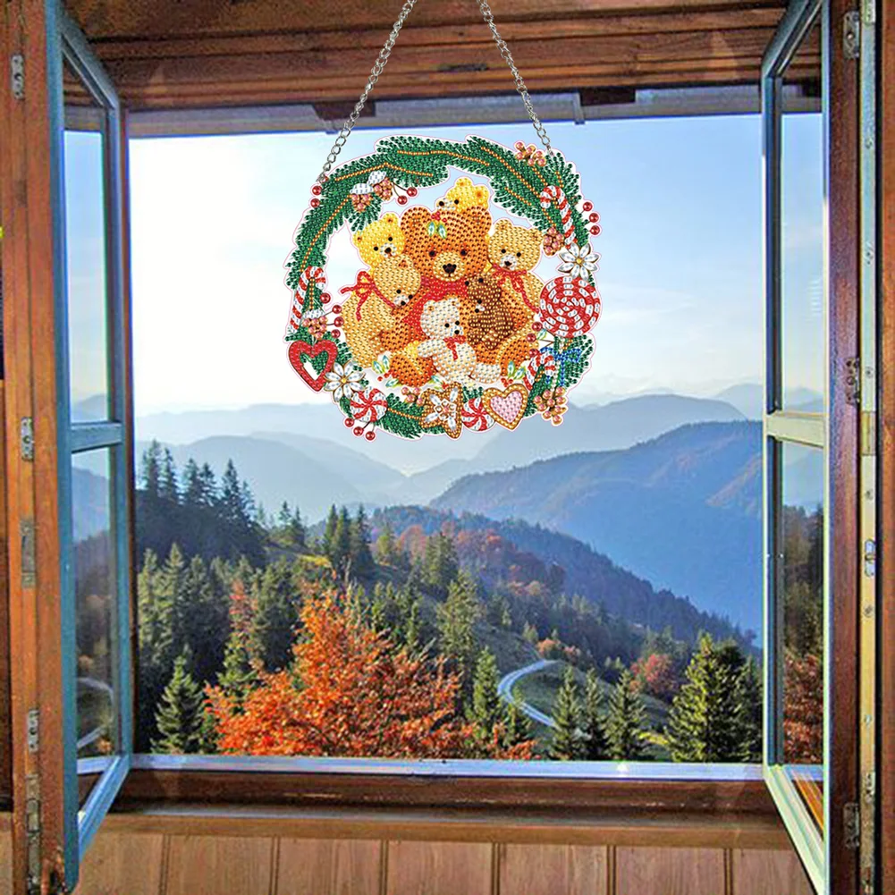 DIY Xmas Wreath Special Shaped Full Drill Garland Crystal Painting Wreath Kit Single Side Diamond