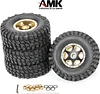 AMK RC Car Wheels Tires and 1.0in Brass Wheel Hub for 1/18 TRX4M 1/24 Axial SCX24 Bronco/JLU/Deadbolt/Gladiator FMS RC Crawler Upgrade Parts