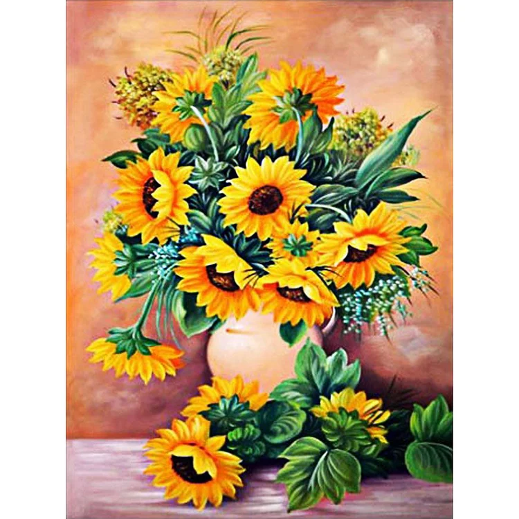 【DIY Brand】Sunflower Vase 11CT Stamped Cross Stitch 36*46CM