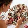 Cross Stitch Needlework Kit 11CT Stamped 40x40cm Holiday(Reindeer Snow)
