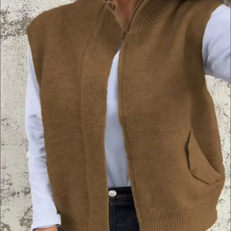 🔥2025 HOT SALE🔥 Women's Warm Zippered Fashion Sweater Vest