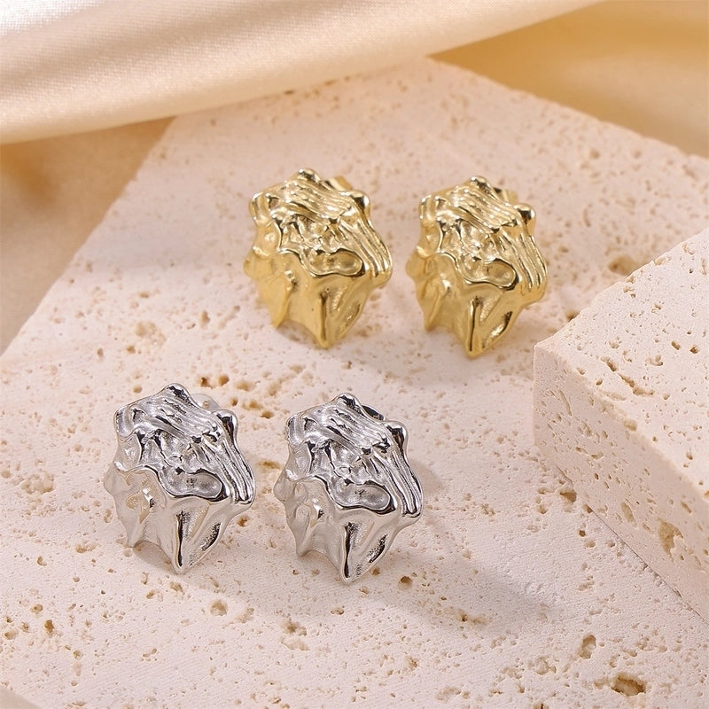 1 Pair Casual Minimalist Irregular Solid Color 304 Stainless Steel 18K Gold Plated Ear Studs