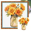Flowers Full 18CT 2 Strands DIY Stamped Cross Stitch Kits for Beginners Adults Home Wall Decor Cross Stitch Art and Crafts Kits 25x25cm