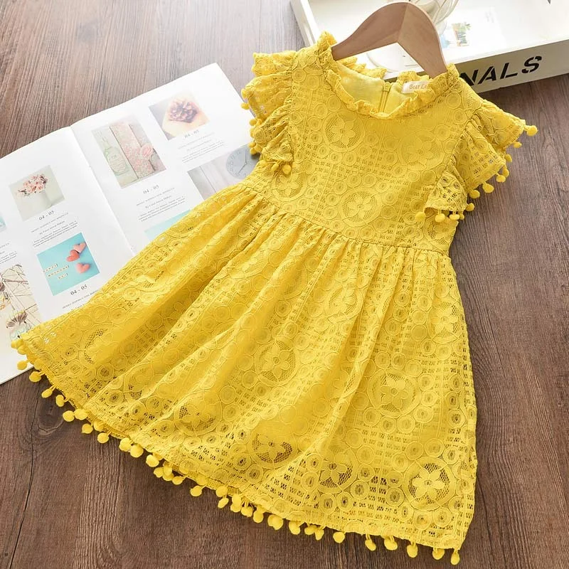 Bear Leader Girls Dress 2022 New Summer Brand Girls Clothes Lace And Ball Design Kids Princess Dress Party Dress For 3-7 Years