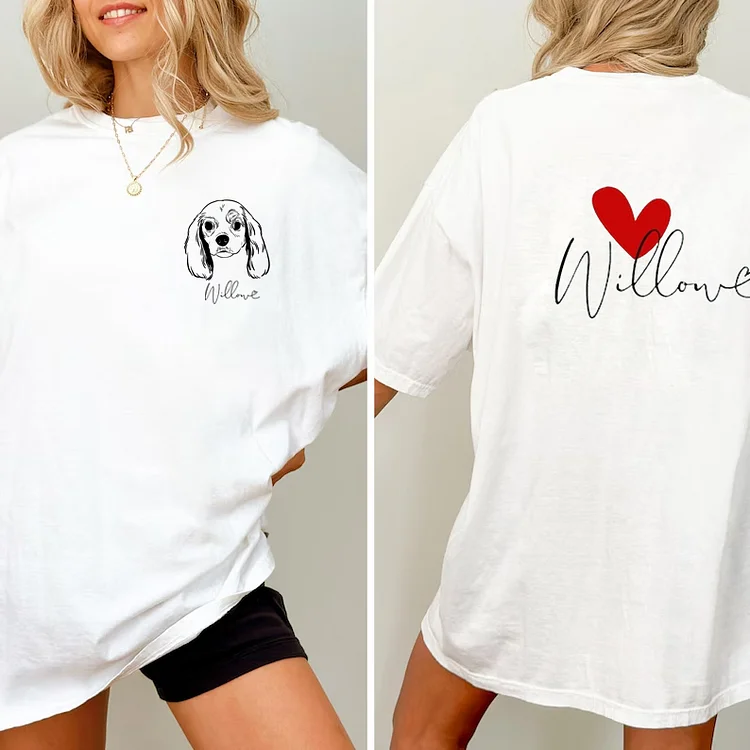Custom Pet Photo + Name Printing on Front and Back T-shirt Sweatshirt Hoodie