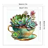 Teacup Succulent-Partial 11CT Stamped Cross Stitch Bead Embroidery 36*36cm/14.17*14.17in tapestrymarket