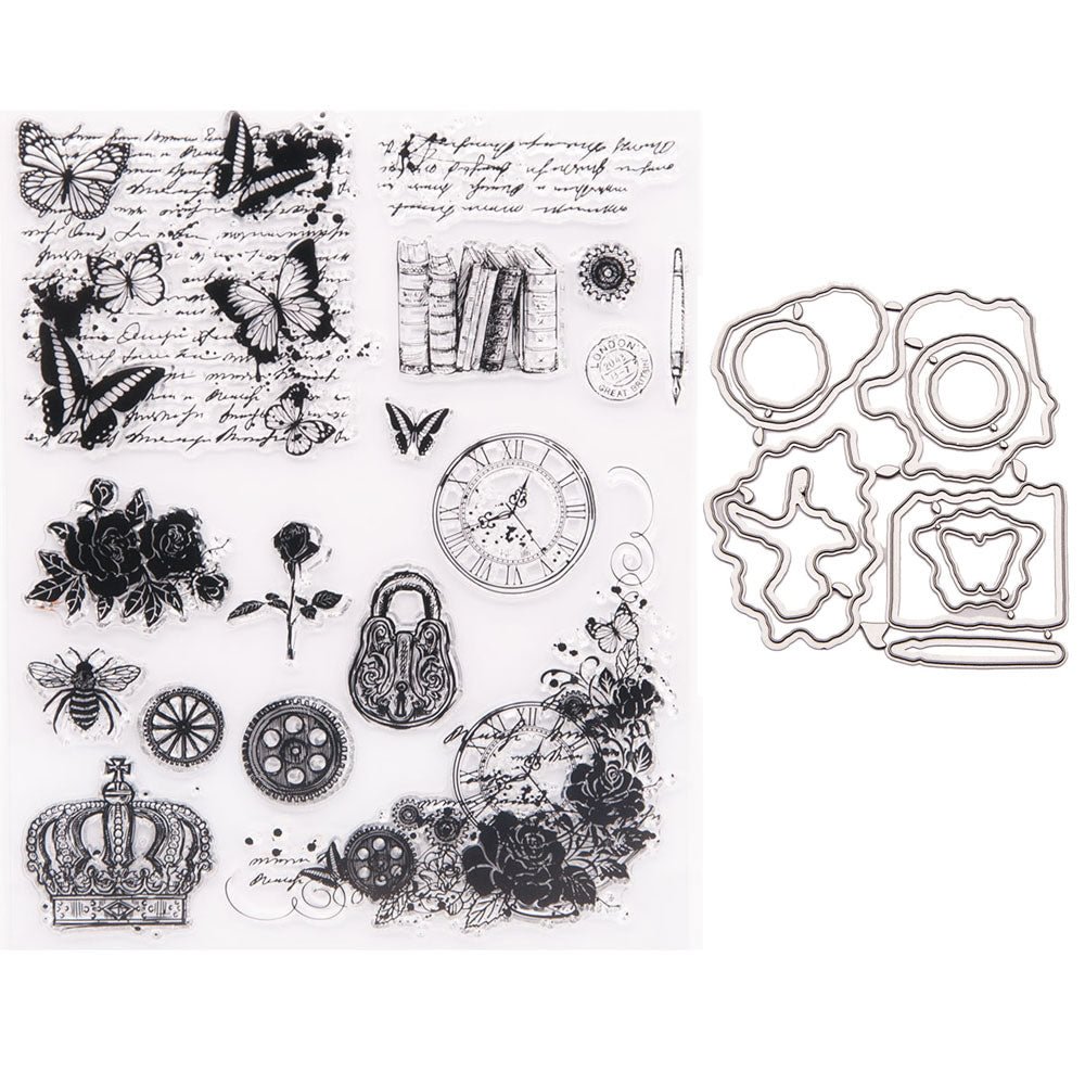 2021 Spring Butterfly Bee Rose Watch Book Metal Cutting Dies and Stamps DIY Scrapbooking Card Stencil Paper Craft