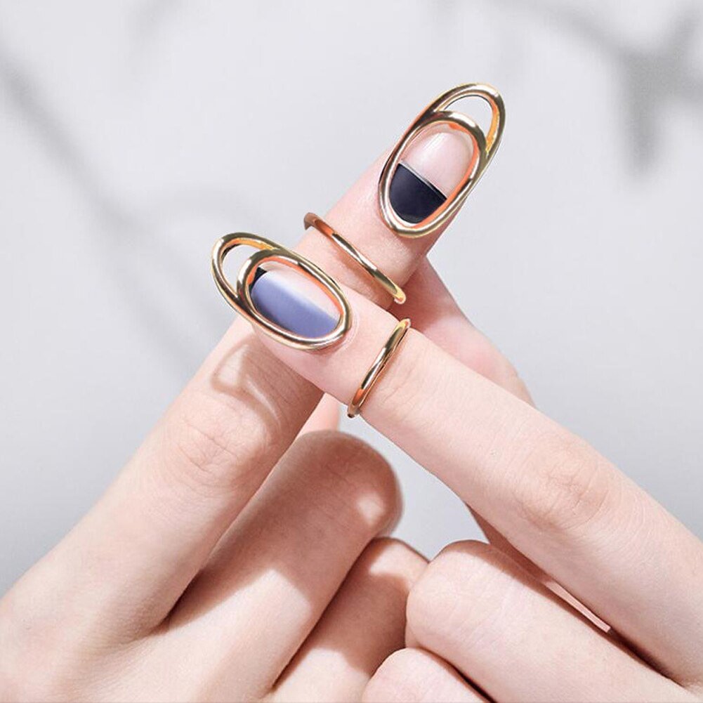 Gold Hollow Protective Cover Nail Ring Fingertip for Women-VESSFUL