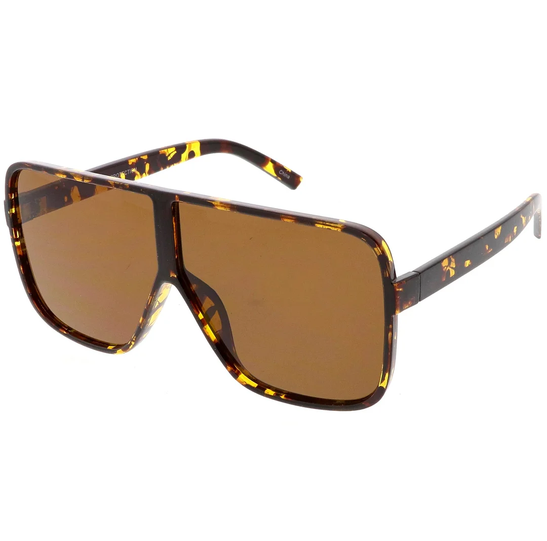 Oversize  Flat Top Square glasses With Neutral Color Flat Lens 69mm