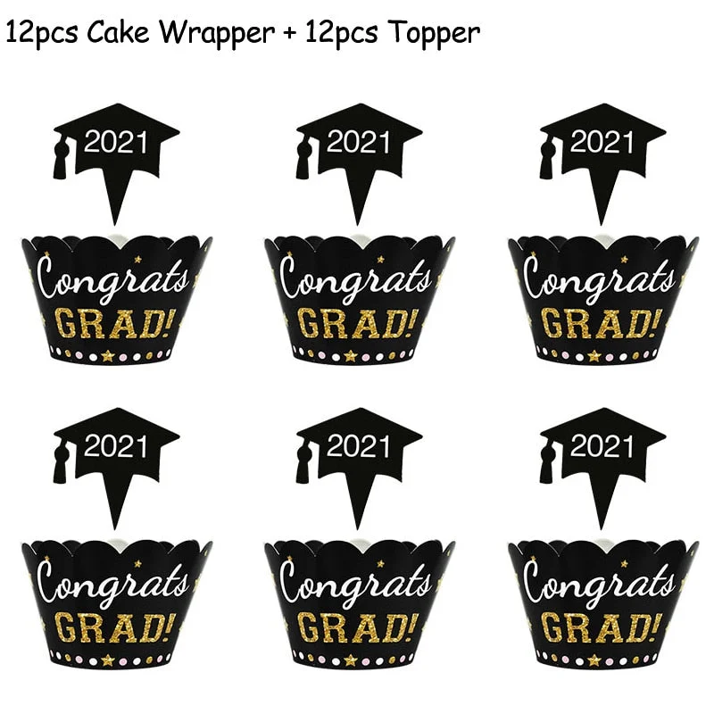 1Set Graduation Balloons Disposable Tableware 2022 Graduation Party Decorations Congrats Grad Paper Garland Banner Class of 2022