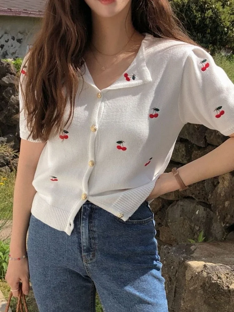 V-neck Embroidery –T-shirt