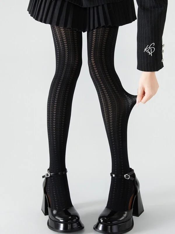 Heart Hollow-out Velvet Tights