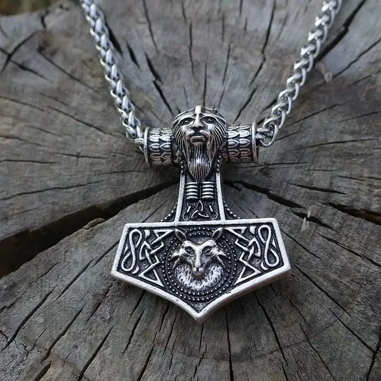 Coutureaura Viking Man Thor's Hammer Mjolnir Necklace