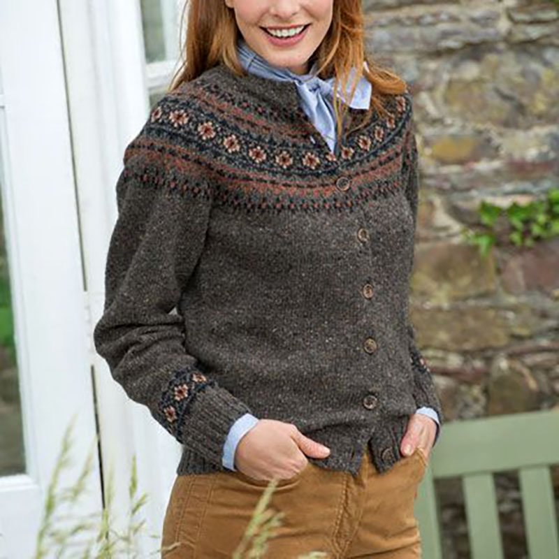 Fairman Island Jacquard Vintage Wool Sweater Cardigan