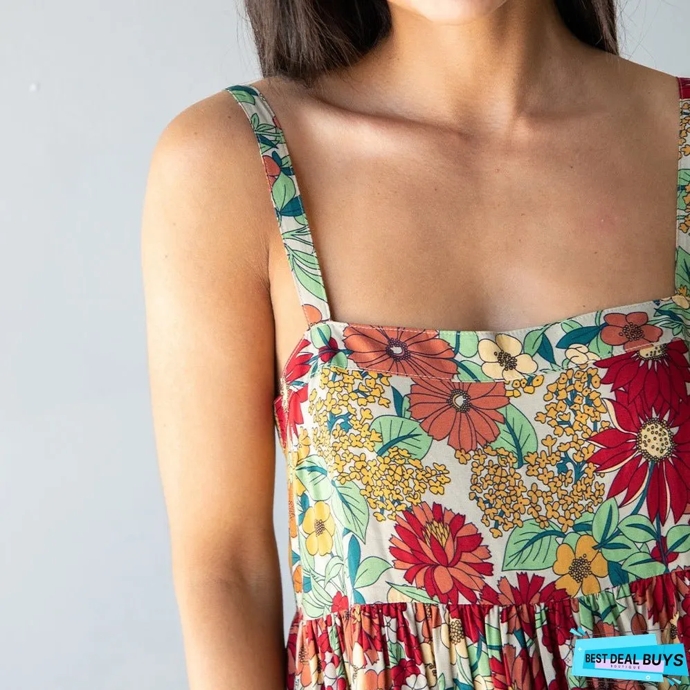 Summer Super Hot New Strap Strap Holiday Printed Long Dress