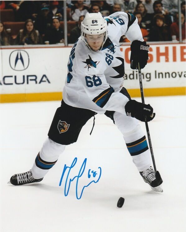 San Jose Sharks Melker Karlsson Signed Autographed 8x10 NHL Photo Poster painting COA G