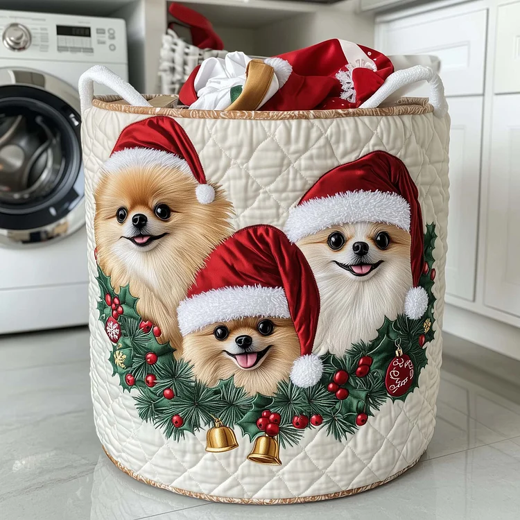Merry Pom Quilted Laundry Basket GFTOTG1420